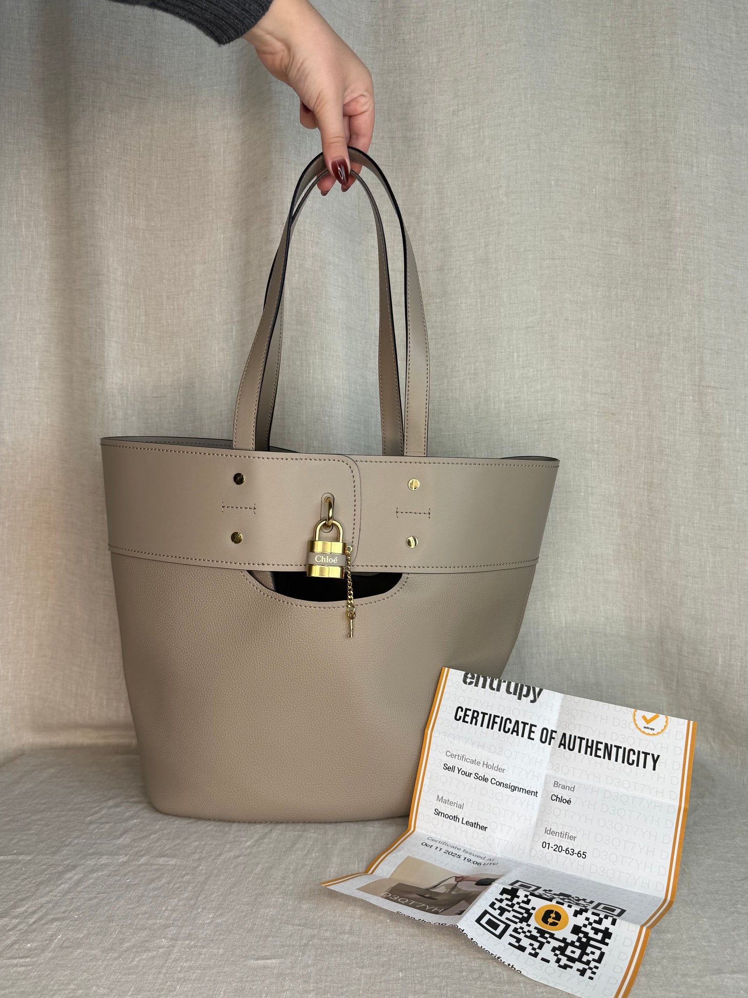 Chloé Medium Aby Tote in Motty Grey Leather with Gold Hardware