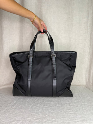Prada Large Nylon Black Tote Bag