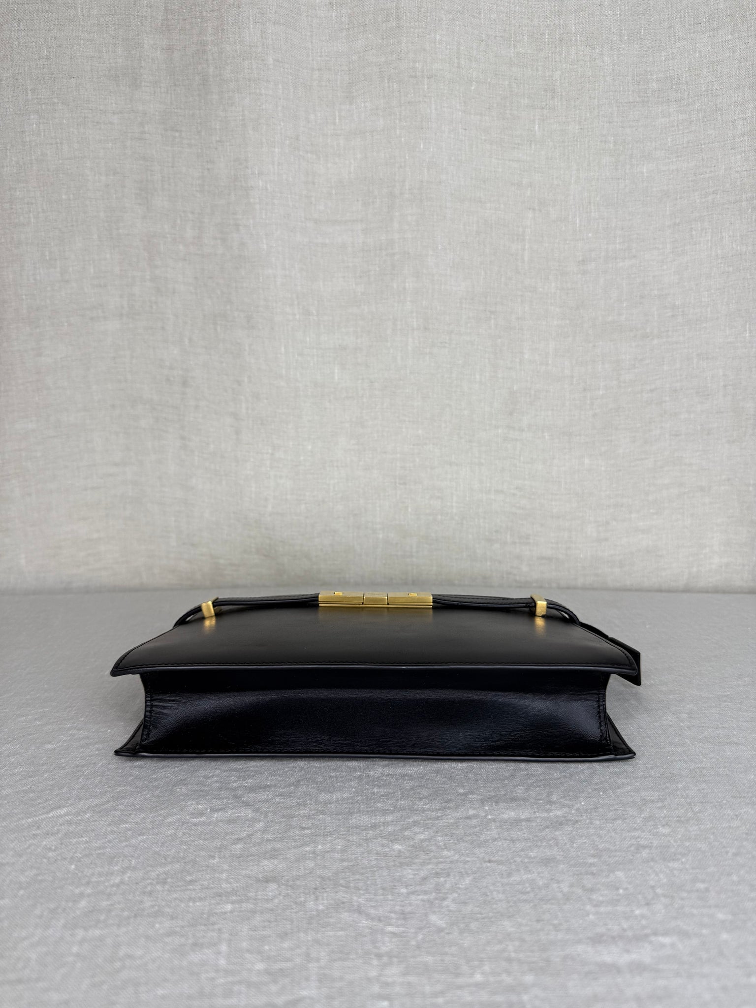 Saint Laurent Manhattan Small Crossbody Bag in Black Leather with Gold Hardware