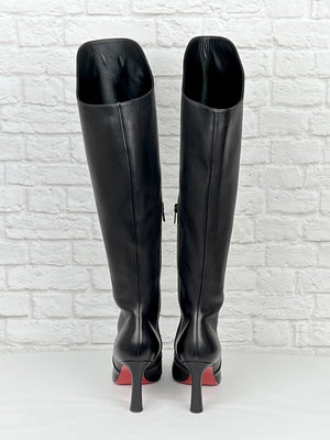 Christian Louboutin Eleonor Botta 85 leather knee-high boots, New, Size 37.5, Black