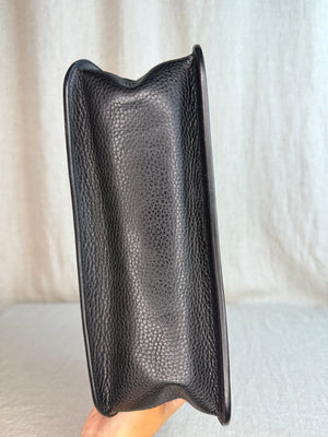 Gucci Pebbled Calfskin Medium Bamboo Flap Shoulder Bag