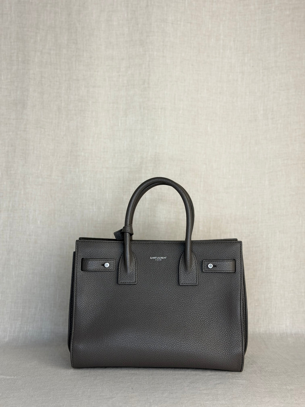 Saint Laurent Small Sac de Jour-Grey Calfskin with Silver Tone Hardware