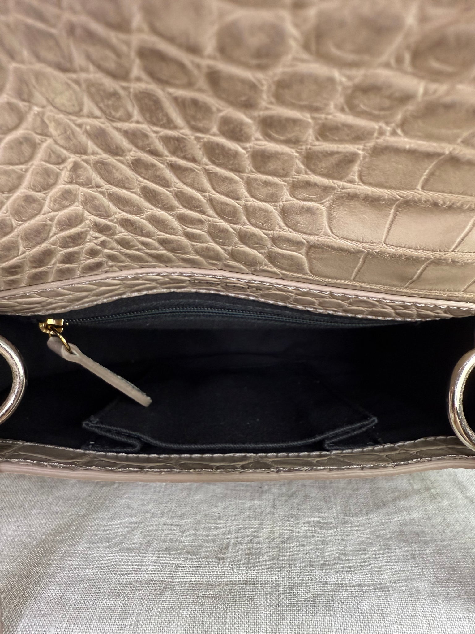 DeMellier Embossed Crocodile Crossbody Bag