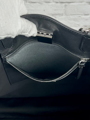 The Row Leather Tote, Black/Silver