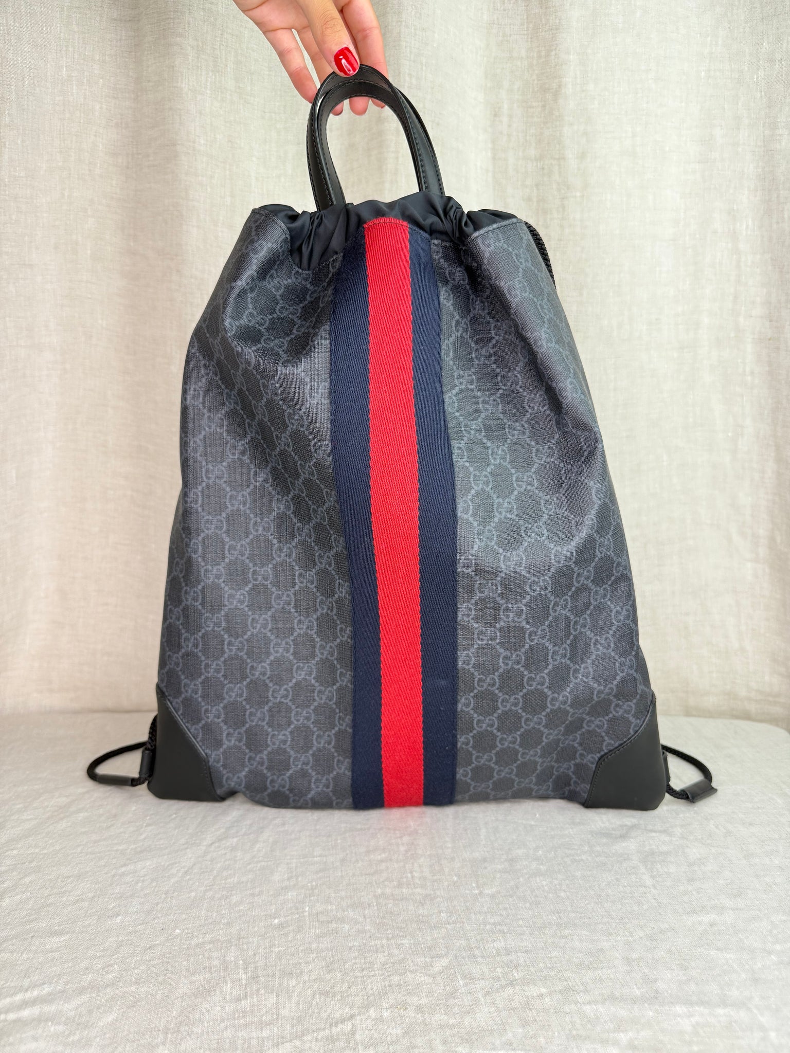 Gucci Black Supreme Coated Canvas Backpack