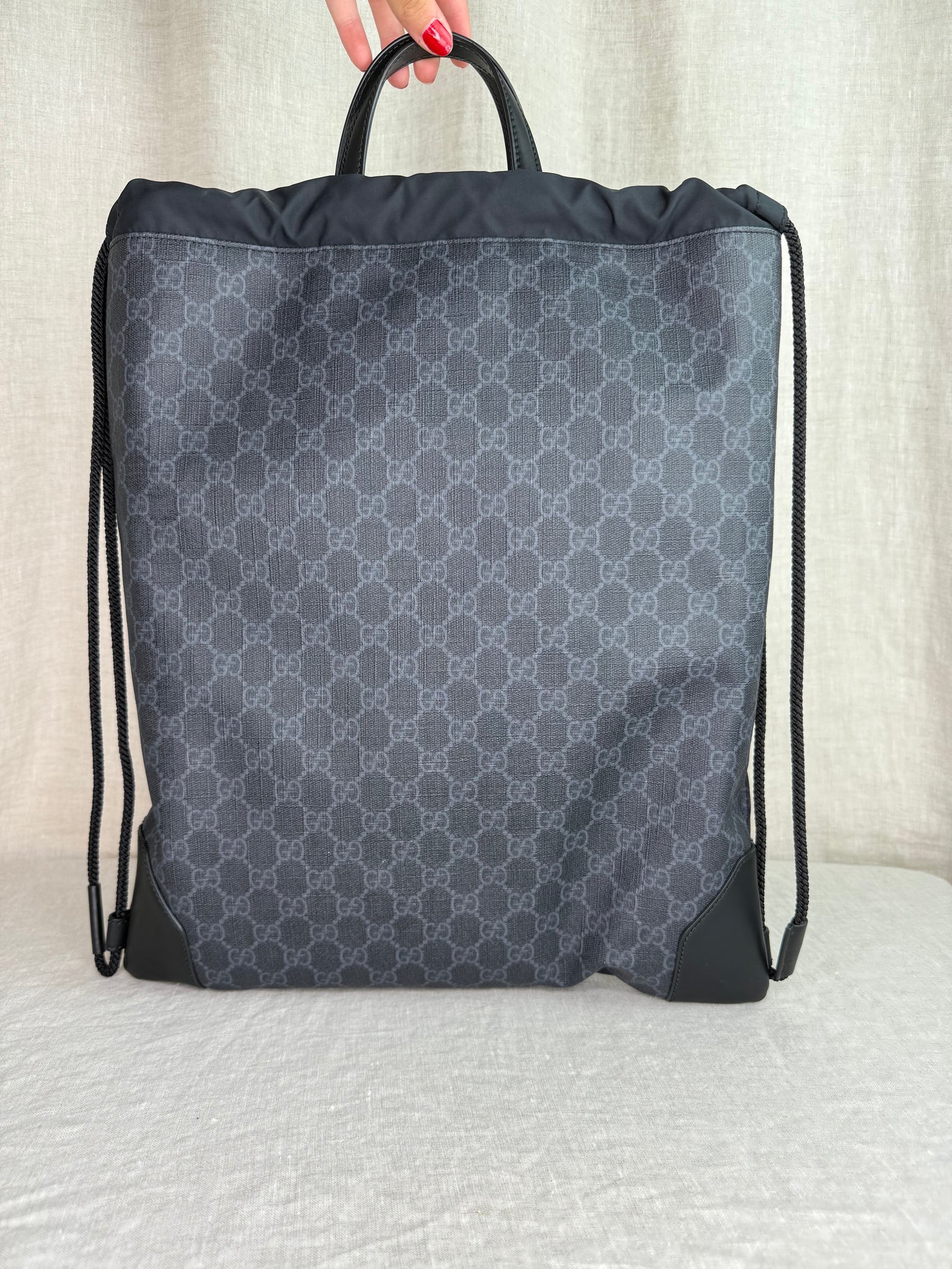 Gucci Black Supreme Coated Canvas Backpack