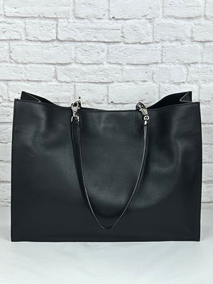 The Row Leather Tote, Black/Silver