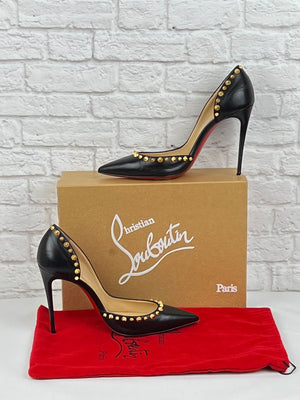 Christian Louboutin Iriza 100 MM Patent Pump, Black, New, Size US 8.5/39