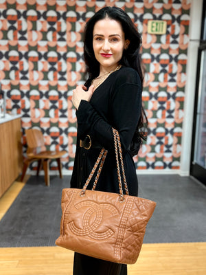 Chanel  Calfskin Coco Bengal Tote, Caramel