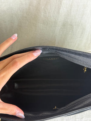 Chanel Vintage Black Caviar Triple CC Shoulder Bag