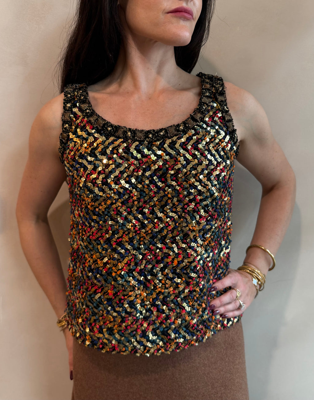 Chanel Sleeveless Sequin Top Sping 2014 Collection