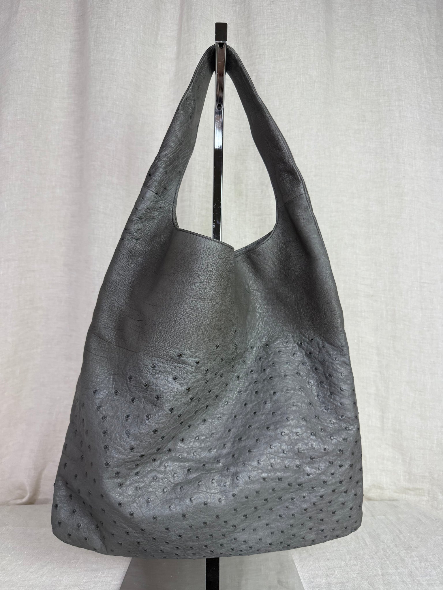 Jil Sander Grey Ostrich Hobo