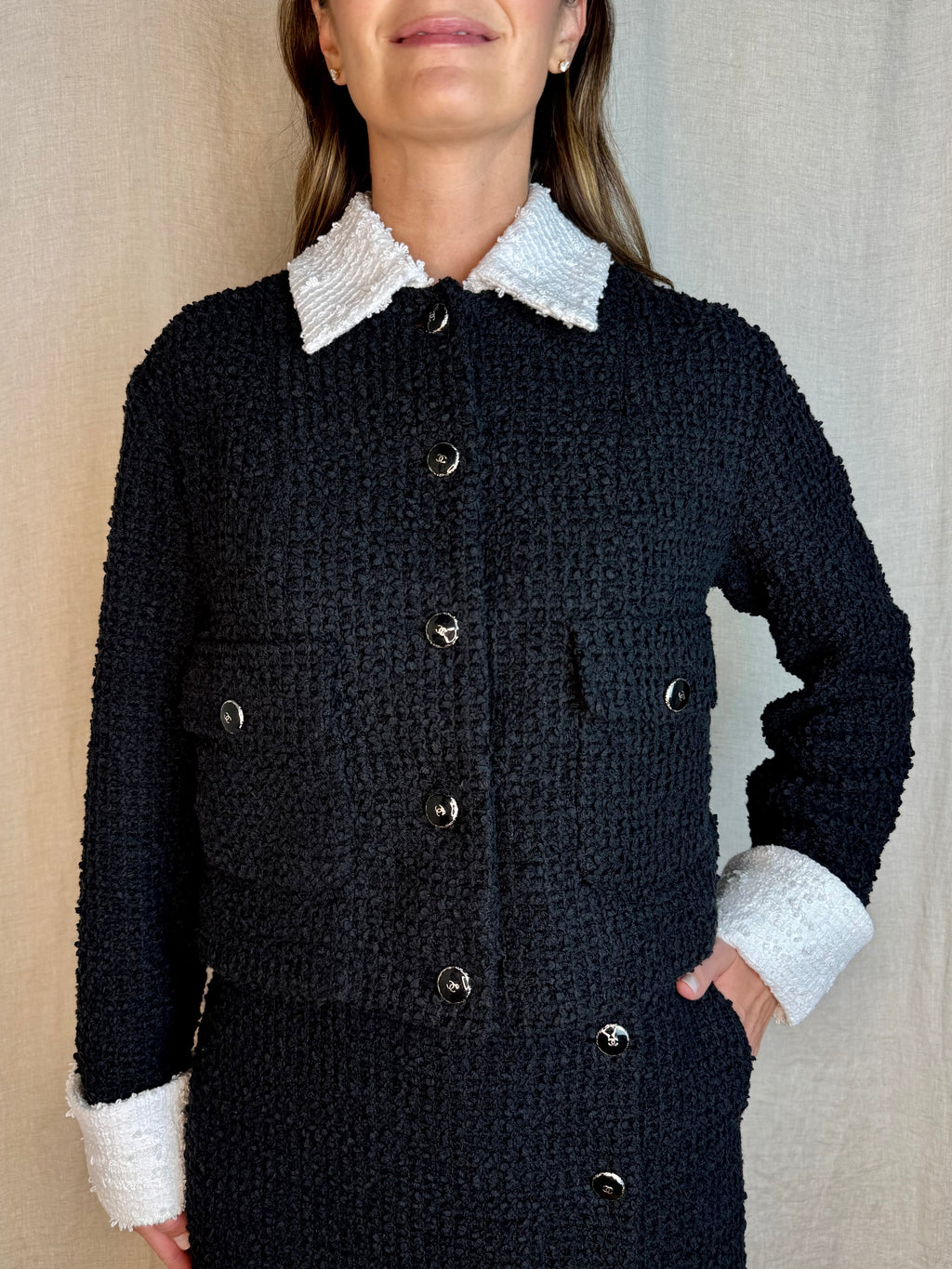 Chanel 2025 Tweed Cotton Black Jacket