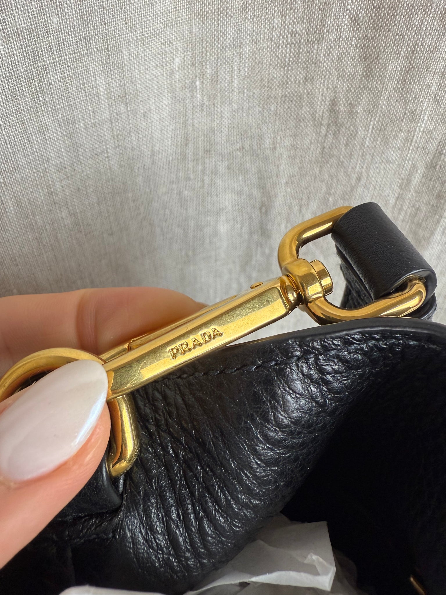 Prada Black Pebbled Leather Tote