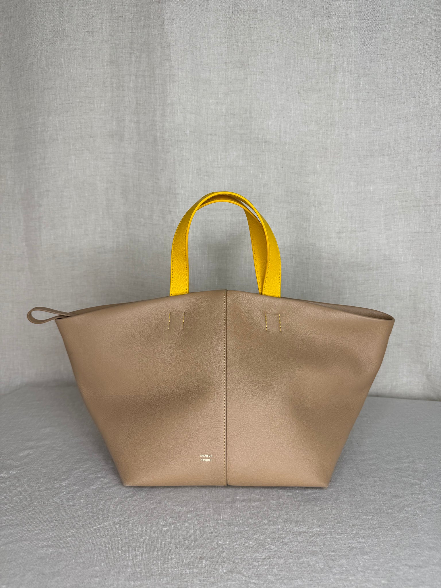 Mansur Gavriel Mini Tulipano Bag in Nocciola Calfskin Leather