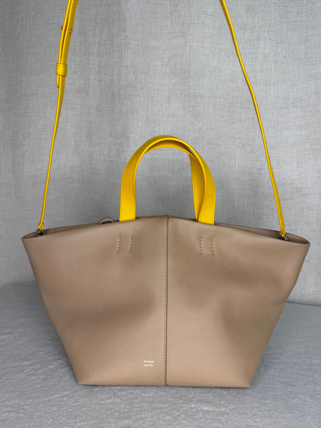 Mansur Gavriel Mini Tulipano Bag in Nocciola Calfskin Leather
