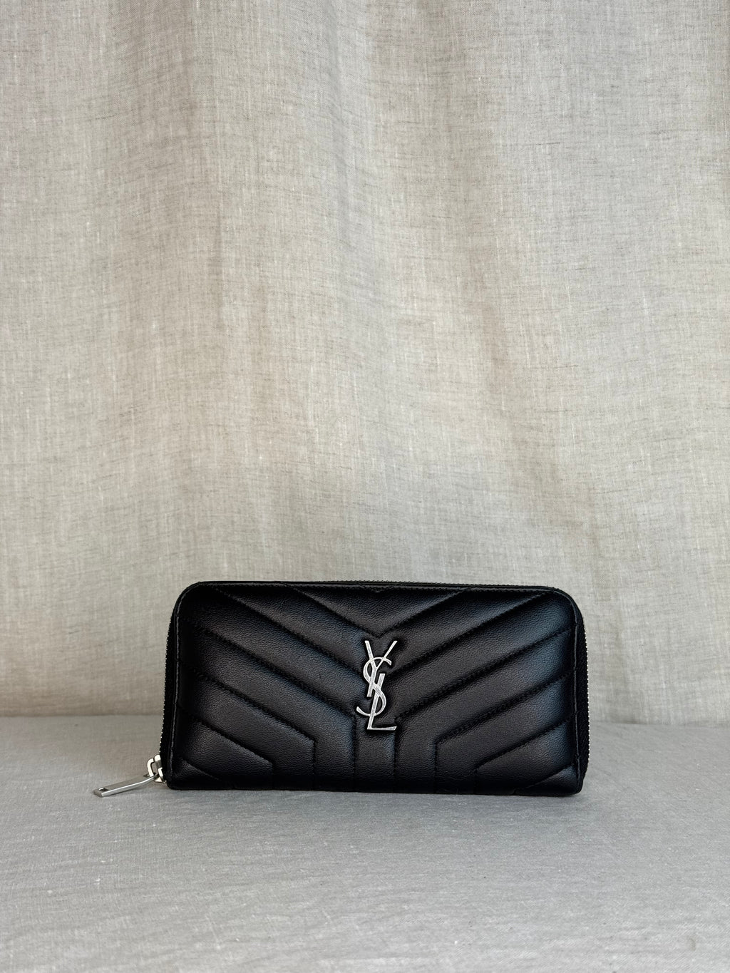 Saint Laurent Black Monogram Large Zip Wallet
