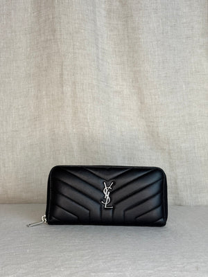 Saint Laurent Black Monogram Large Zip Wallet