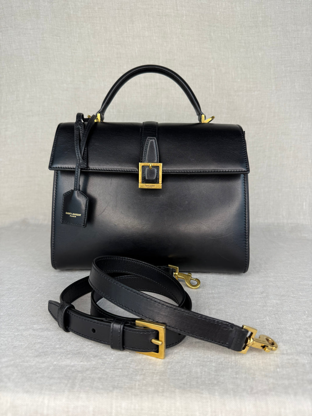 Saint Laurent Le Fermoir Top Handle Small Black