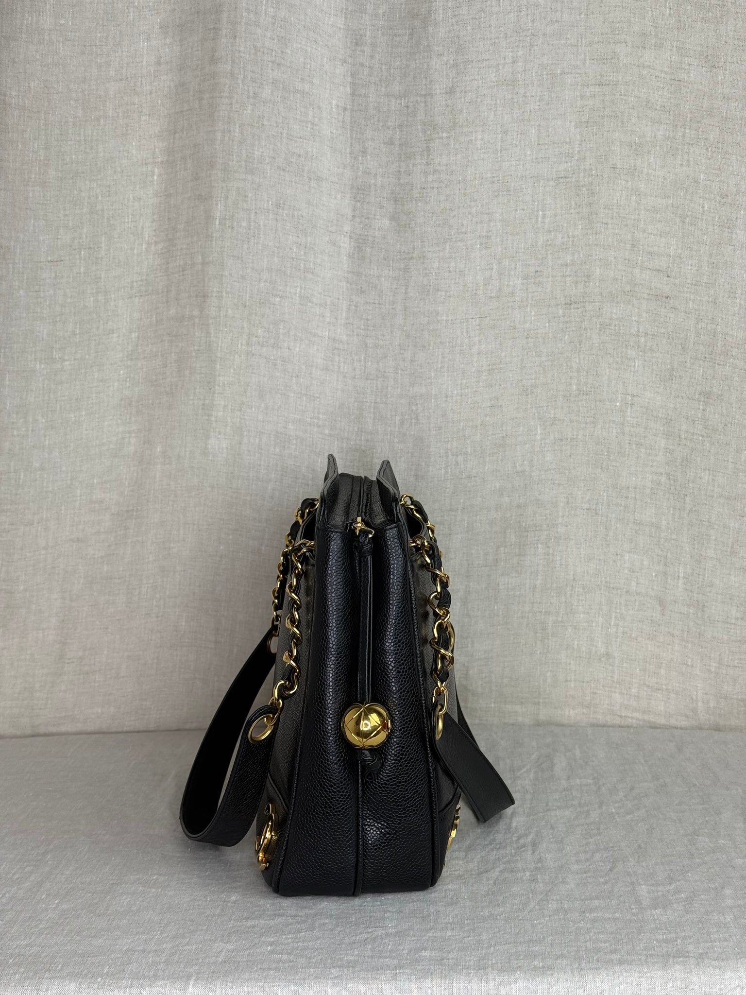 Chanel Vintage Black Caviar Triple CC Shoulder Bag