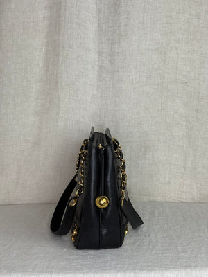 Chanel Vintage Black Caviar Triple CC Shoulder Bag