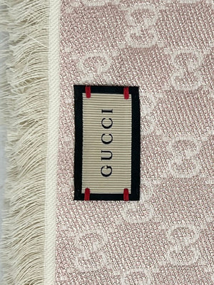 Gucci Jacquard GG Monogram Shimmer Lrg. Square Shawl, Ivory Multicolor