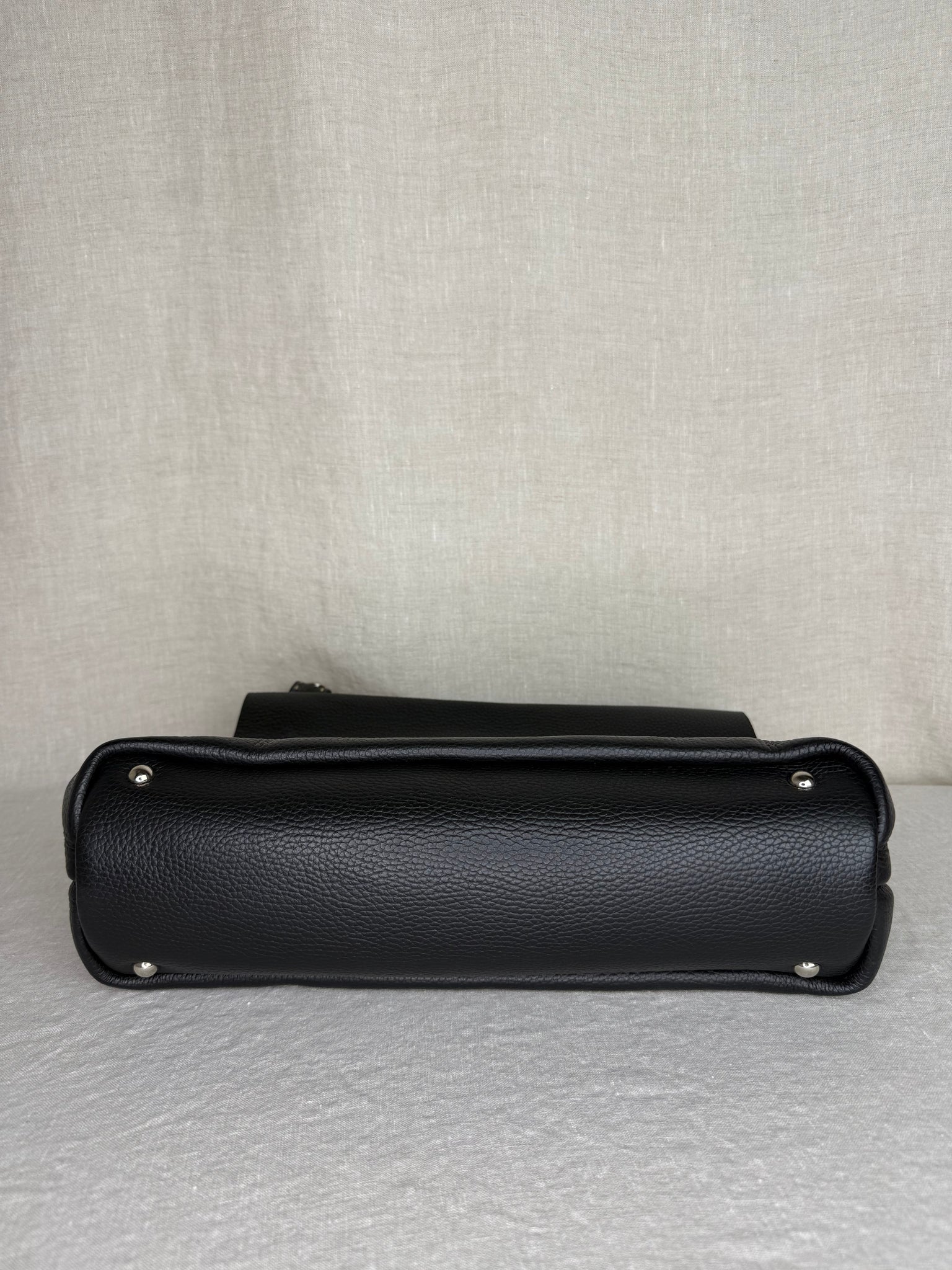 Segatta Roth Black Italian Leather Tote Bag