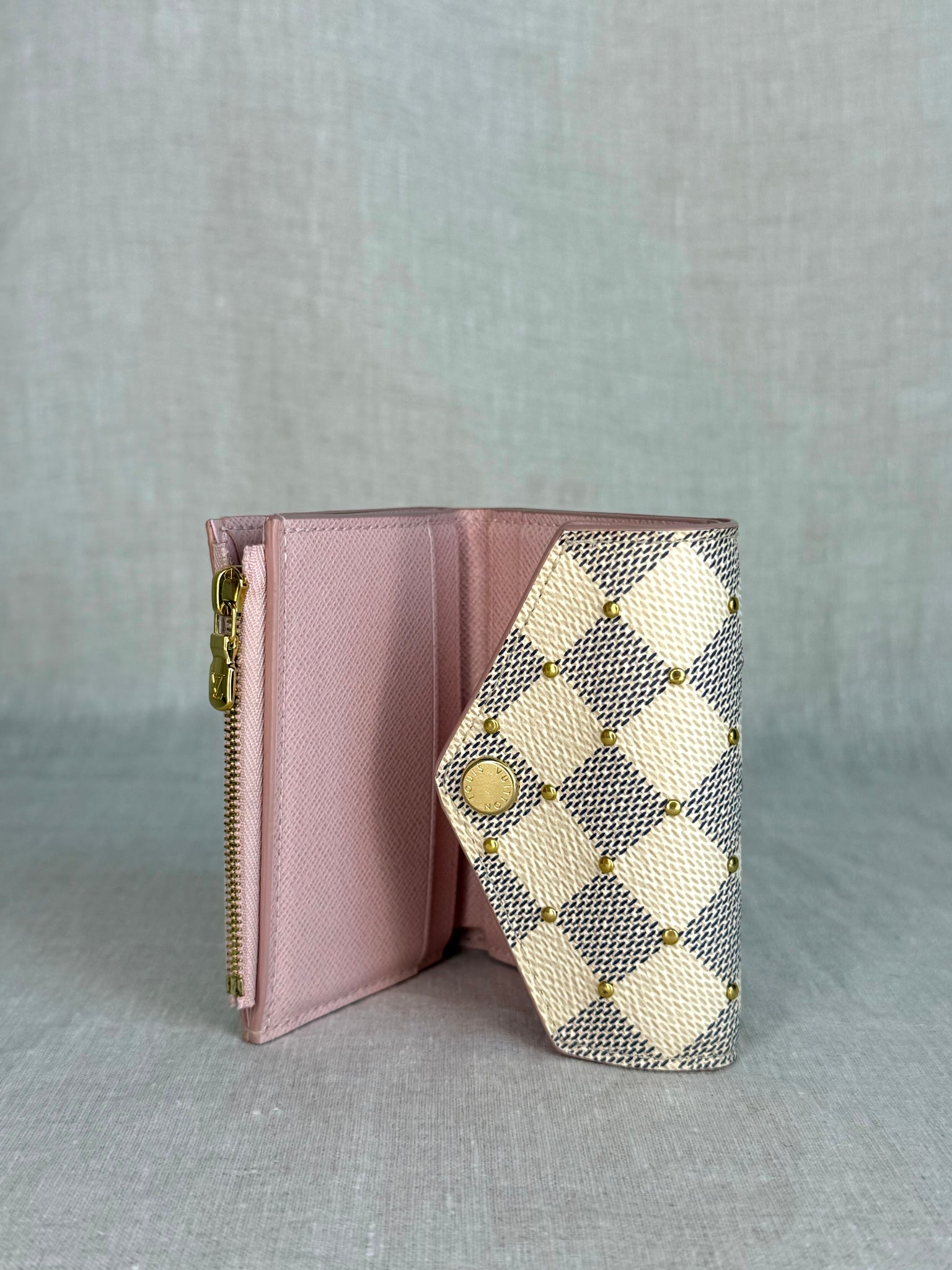Louis Vuitton Damier Azur Studded Canvas Zoe Wallet