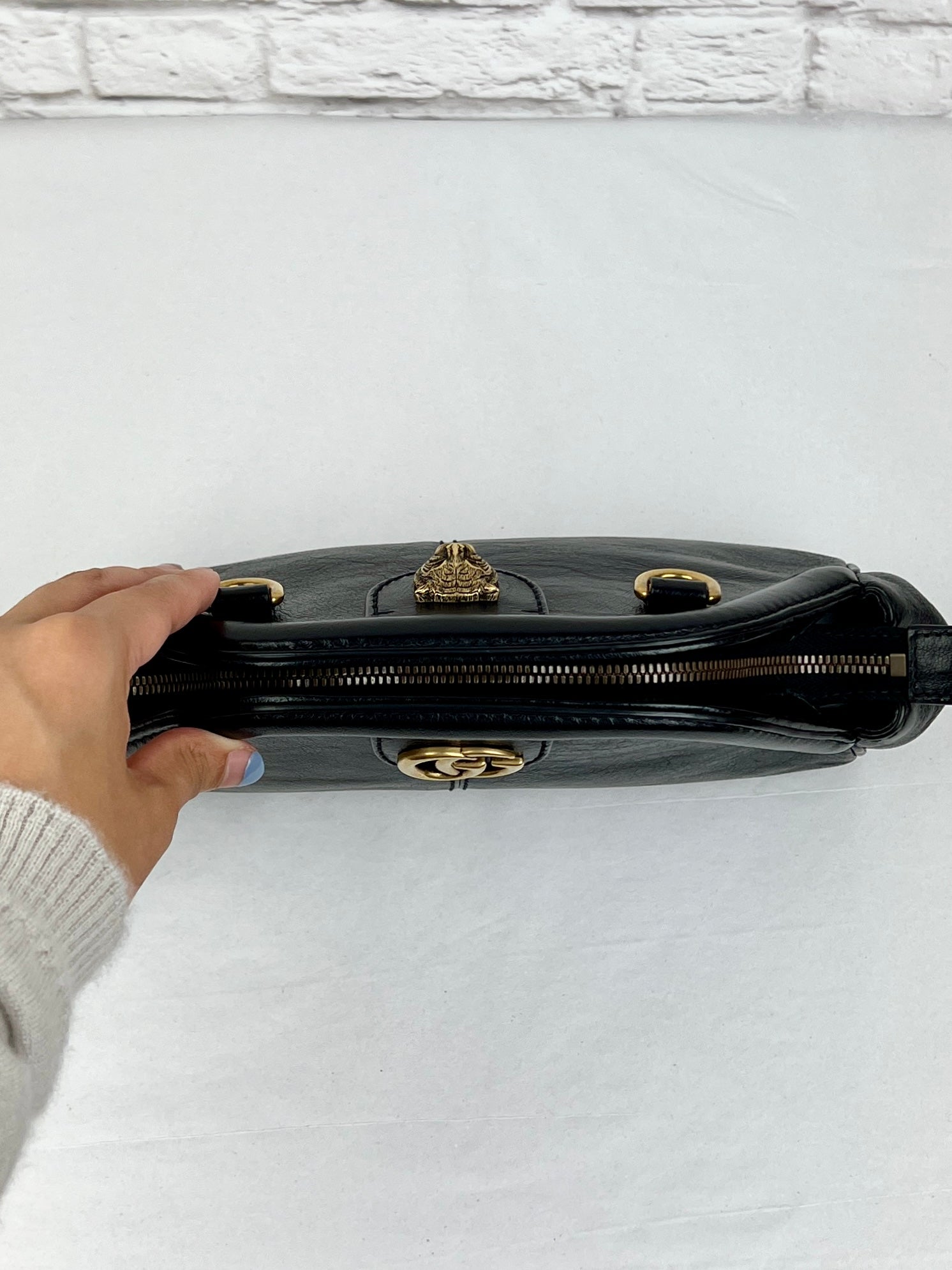 Gucci Black Leather Re(Belle) Small Shoulder Bag, Black/Gold Tone