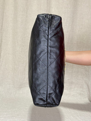 Chanel 22 Bag Small Black Calfskin Leather Gold Hardware