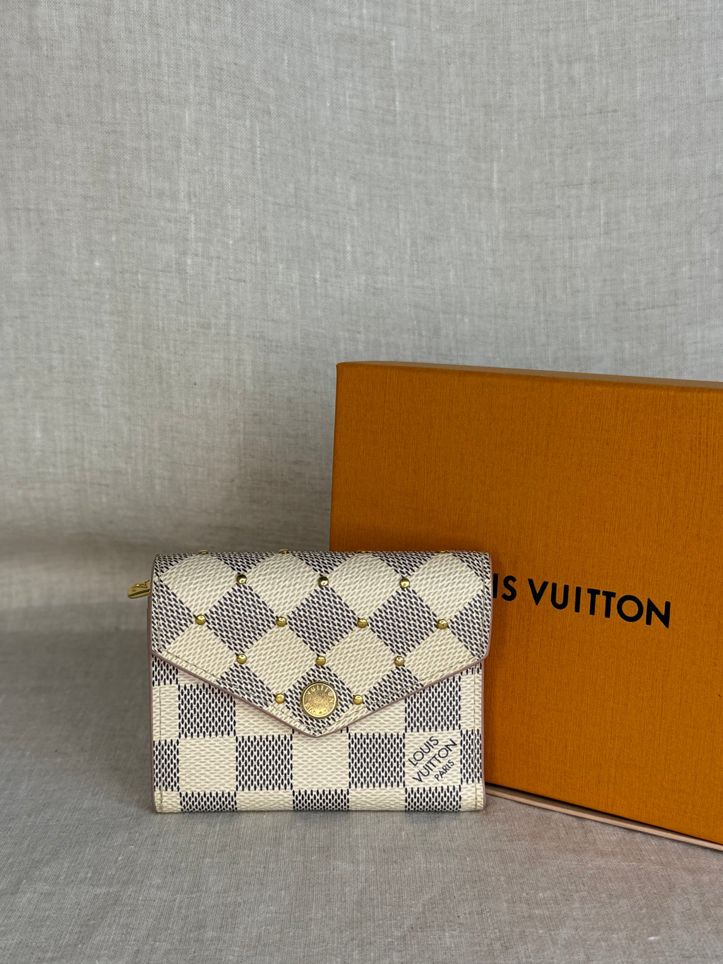 Louis Vuitton Damier Azur Studded Canvas Zoe Wallet