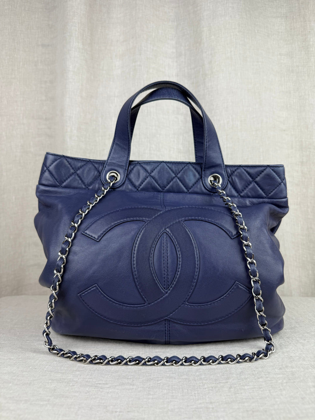 Chanel Large Blue Triana Lambskin Tote