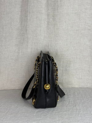 Chanel Vintage Black Caviar Triple CC Shoulder Bag