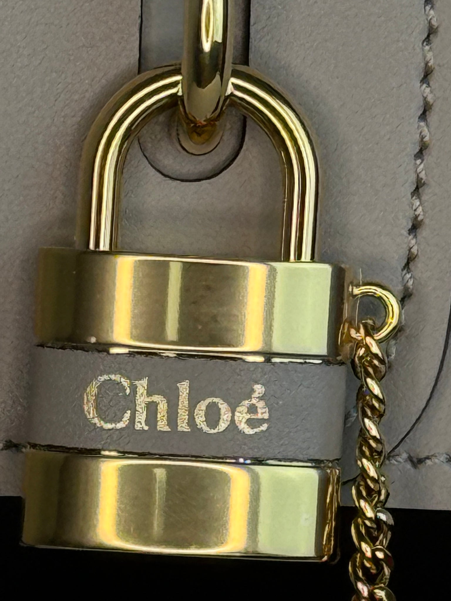 Chloé Medium Aby Tote in Motty Grey Leather with Gold Hardware
