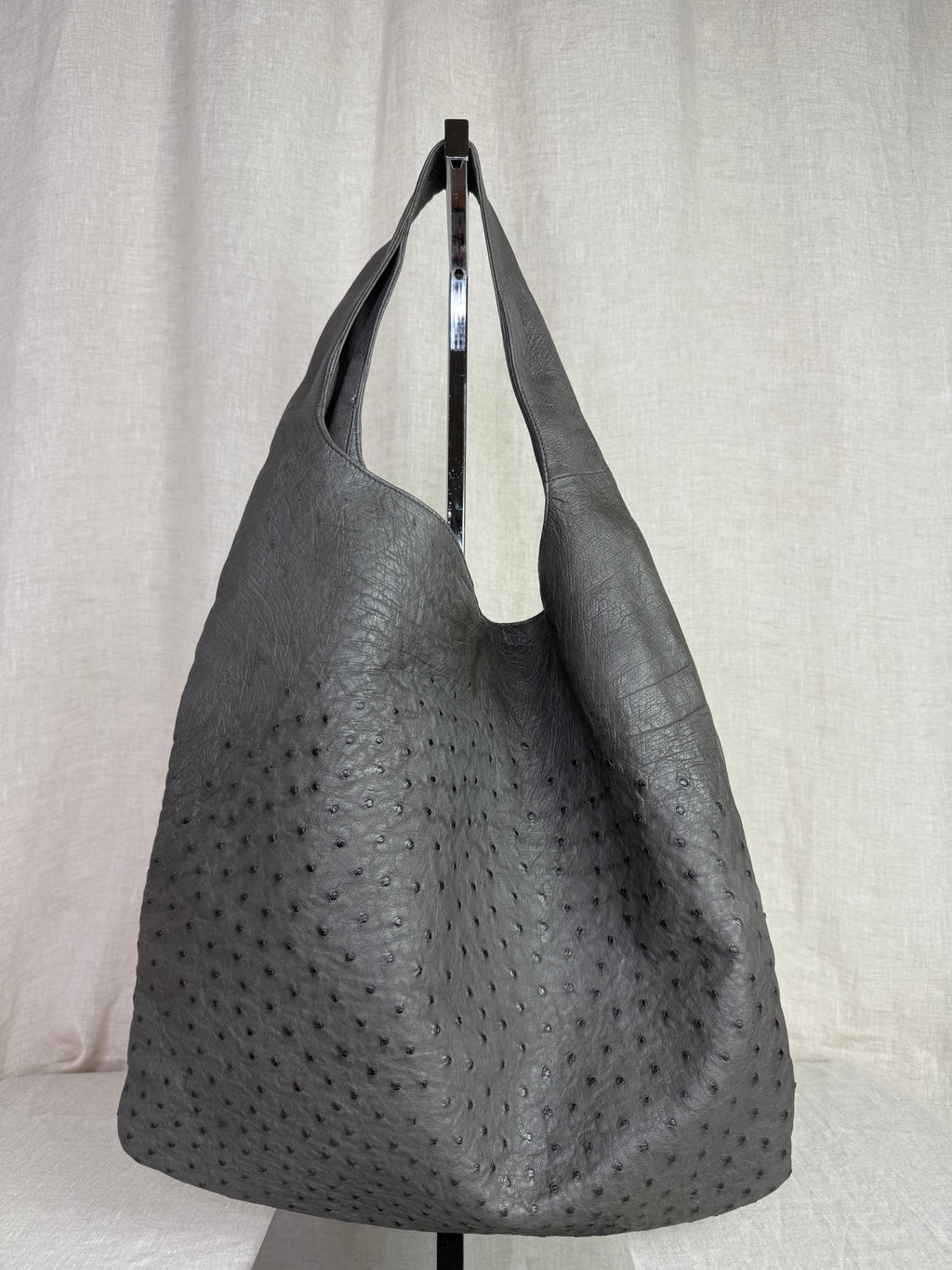 Jil Sander Grey Ostrich Hobo
