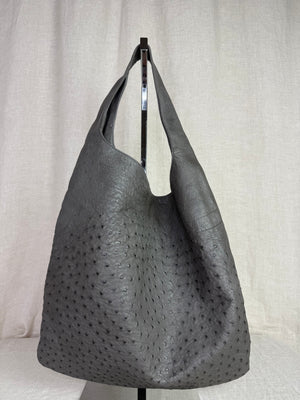 Jil Sander Grey Ostrich Hobo