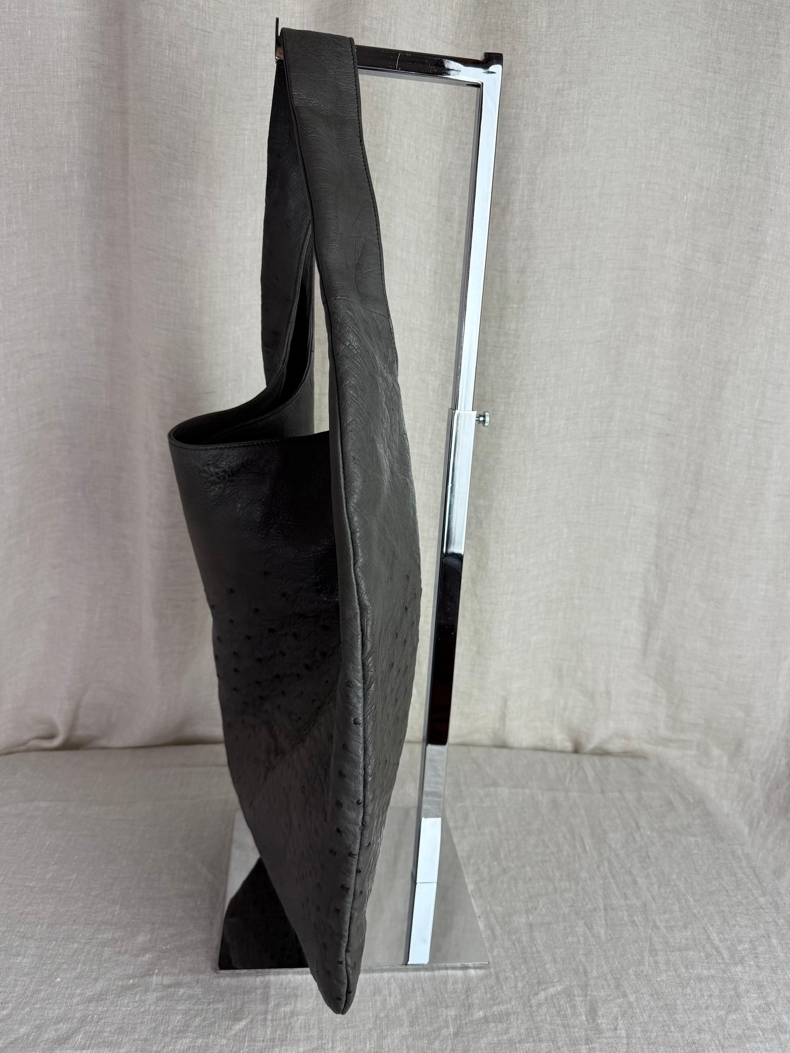 Jil Sander Grey Ostrich Hobo