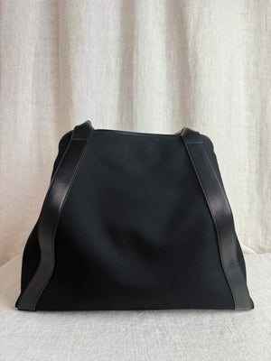 YSL Black Rive Gauche Canvas and Leather Tote