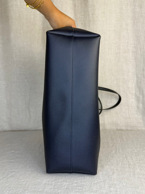 Saint Laurent Navy Leather Tote