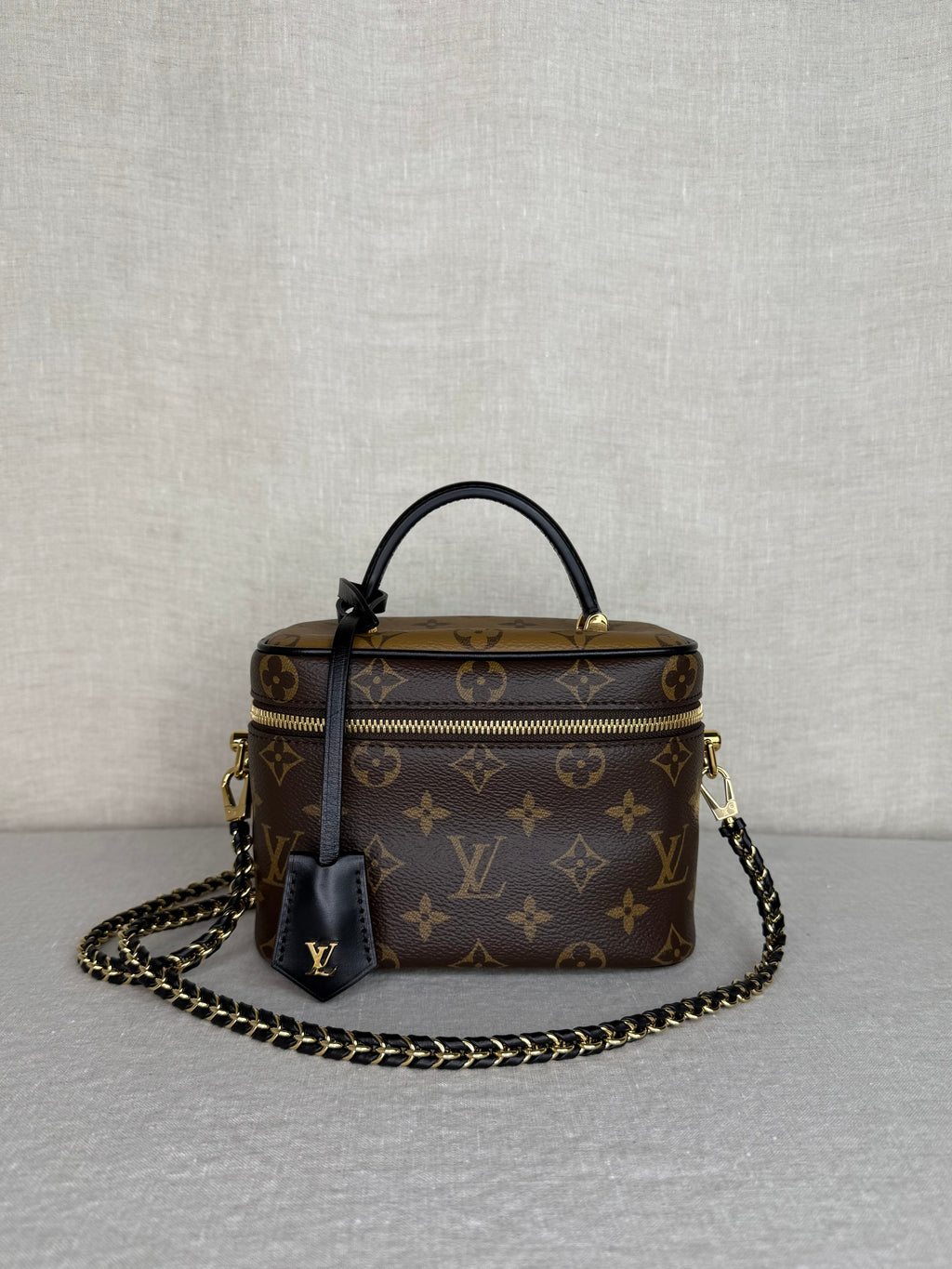 Louis Vuitton Reverse Monogram Vanity Chain Pouch – Dual Canvas, Gold Hardware
