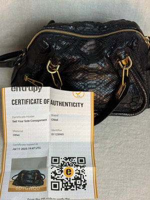 Chloe Partay M Black Python Bag