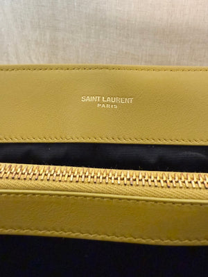 YSL Large LouLou in Chartreuse Suede