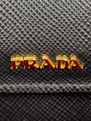 Prada Medium Saffiano Leather Double Bag, Black/Fiery Red