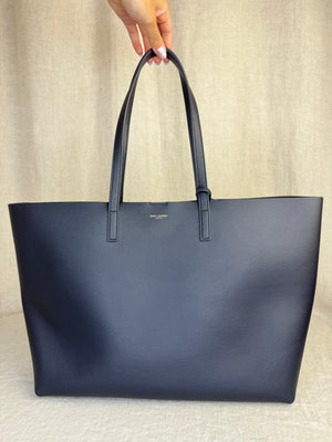 Saint Laurent Navy Leather Tote