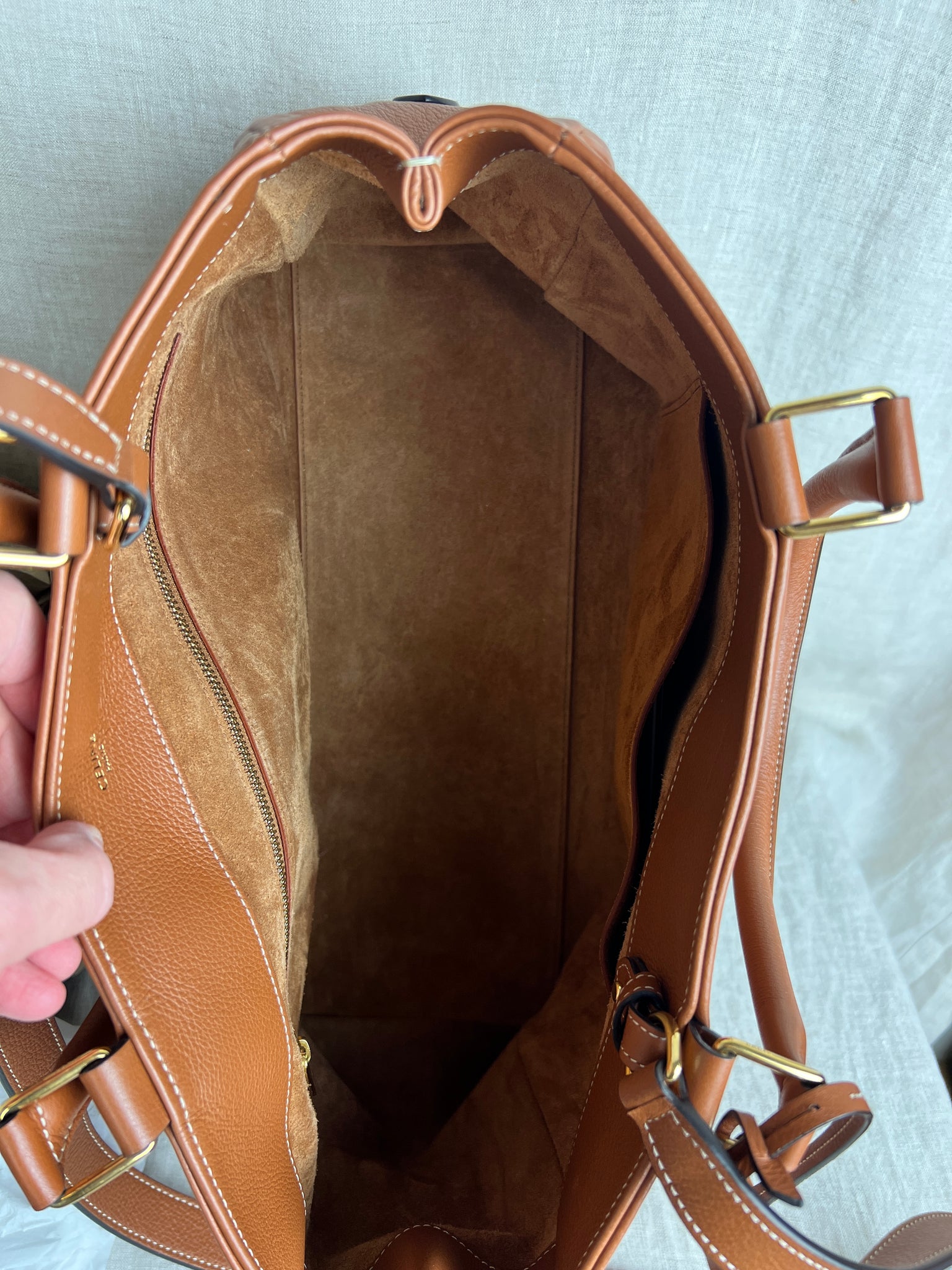 Celine Appoline Shoulder Bag in Brown Calfskin with Gold Hardware