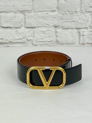 Valentino Reversible Belt, Size 70 (27.5 inches), Saddle Brown/Black