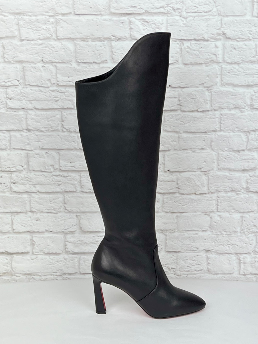 Christian Louboutin Eleonor Botta 85 leather knee-high boots, New, Size 37.5, Black