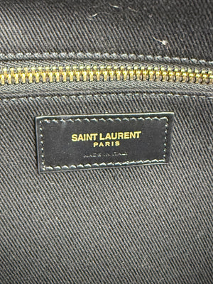 YSL Black Rive Gauche Canvas and Leather Tote