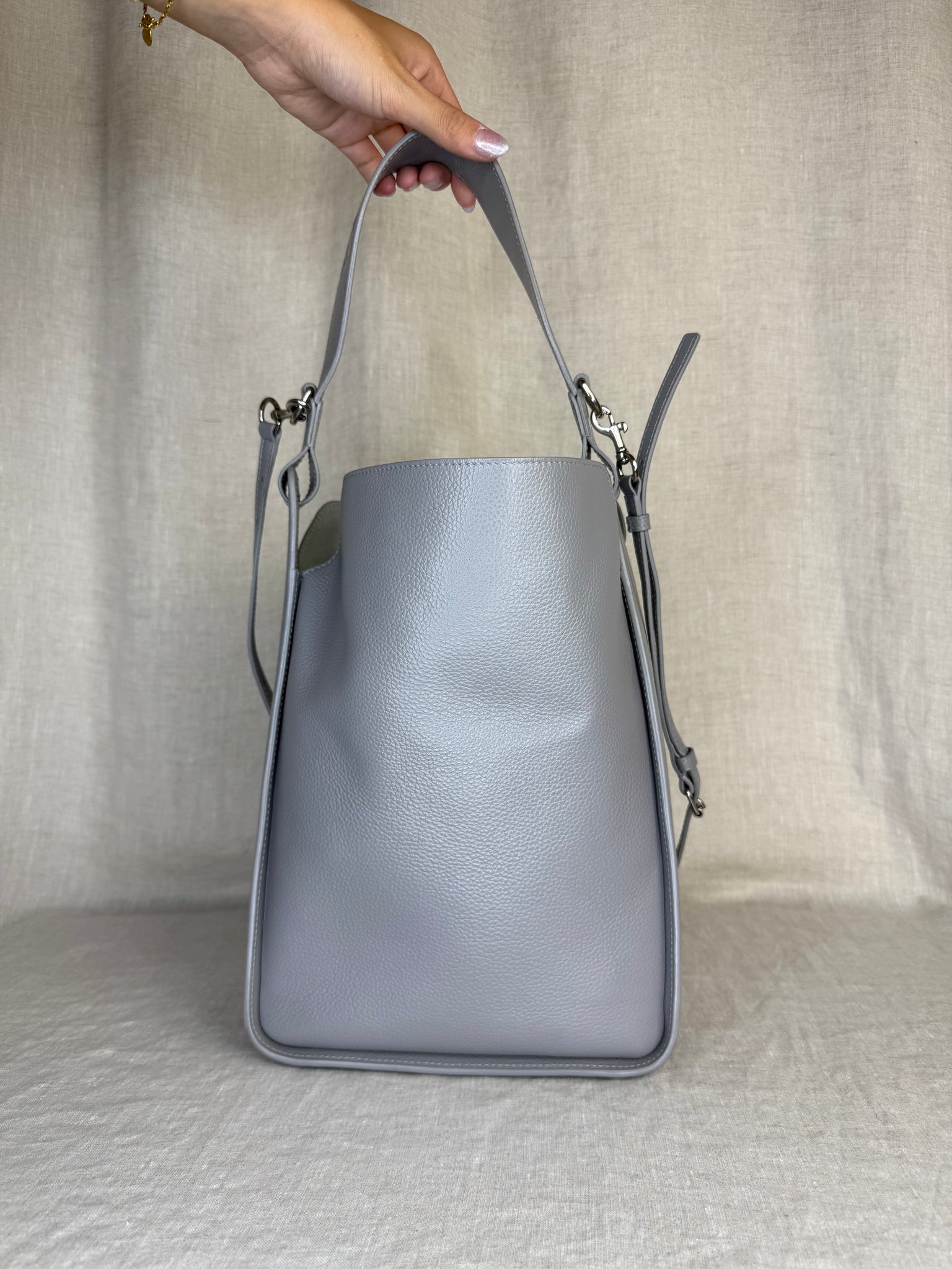 Balenciaga Silver Pebbled Leather Tool N/S Tote