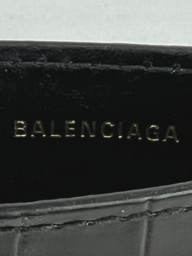 Balenciaga Croc Embossed BB Card Holder, Black